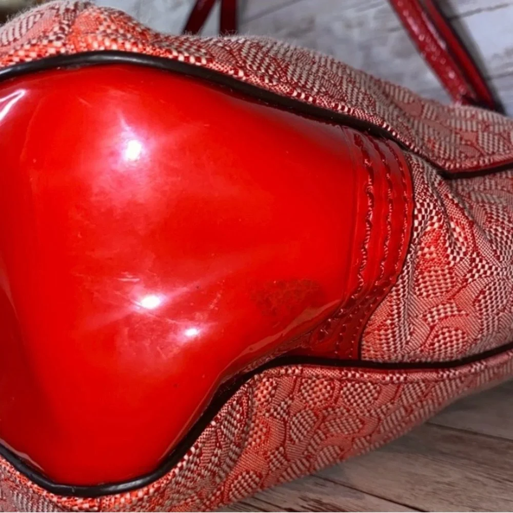 Coach Signature Jacquard Zip Top Designer Tote Poppy Red C1359-25051 EUC - Picture 5 of 12